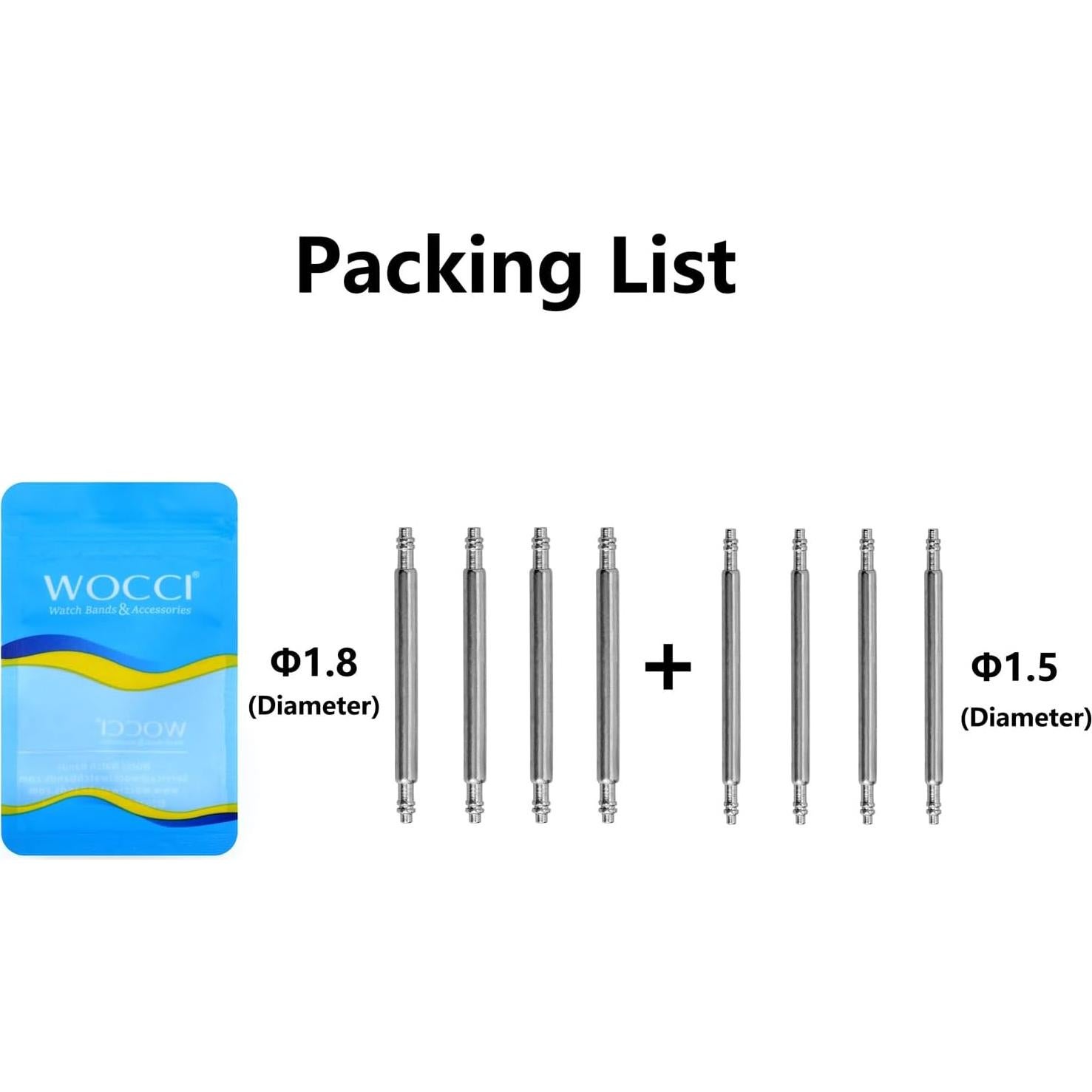 Barras de Resorte WOCCI 21mm Acero Inoxidable - 8 Piezas