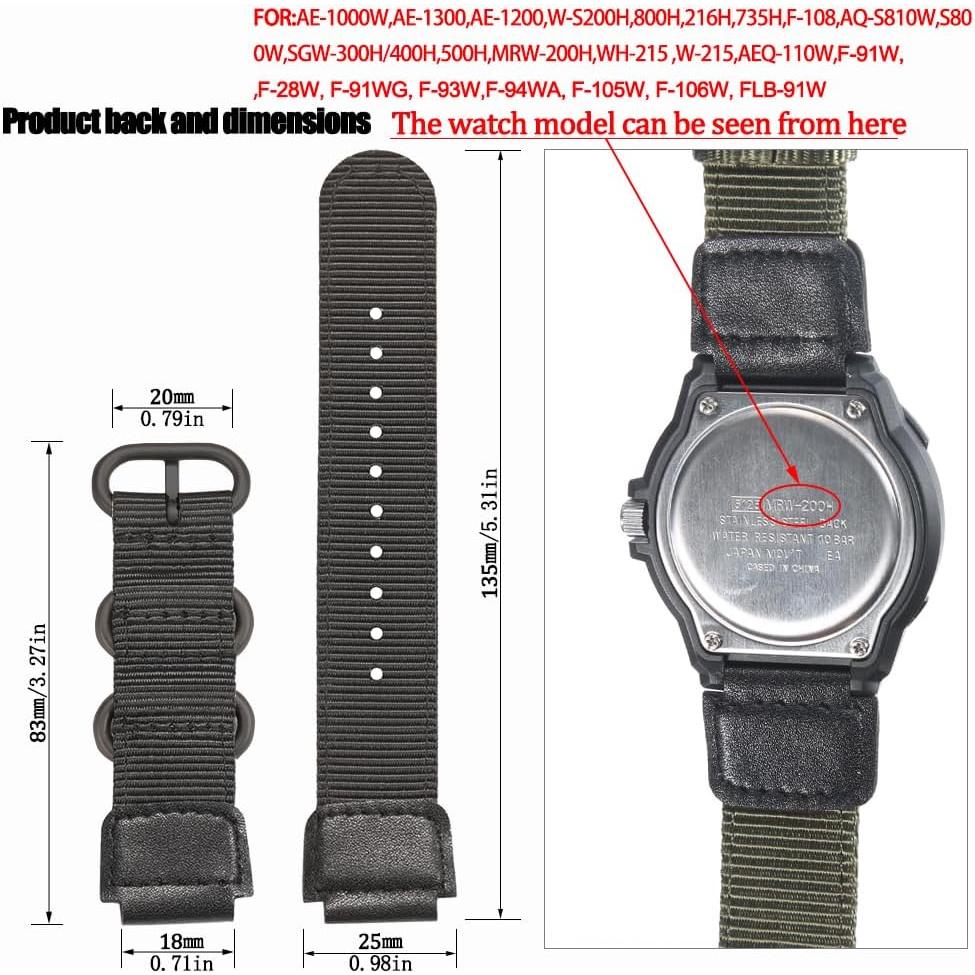 Correa de Reloj de Nylon MCXGL 18mm Negra para Casio