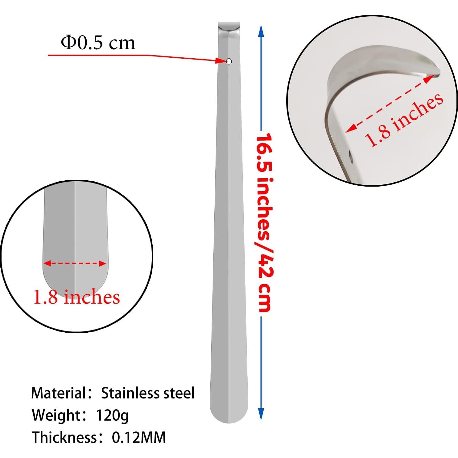 Cuerno de zapato largo de acero inoxidable 41.91 cm para adultos