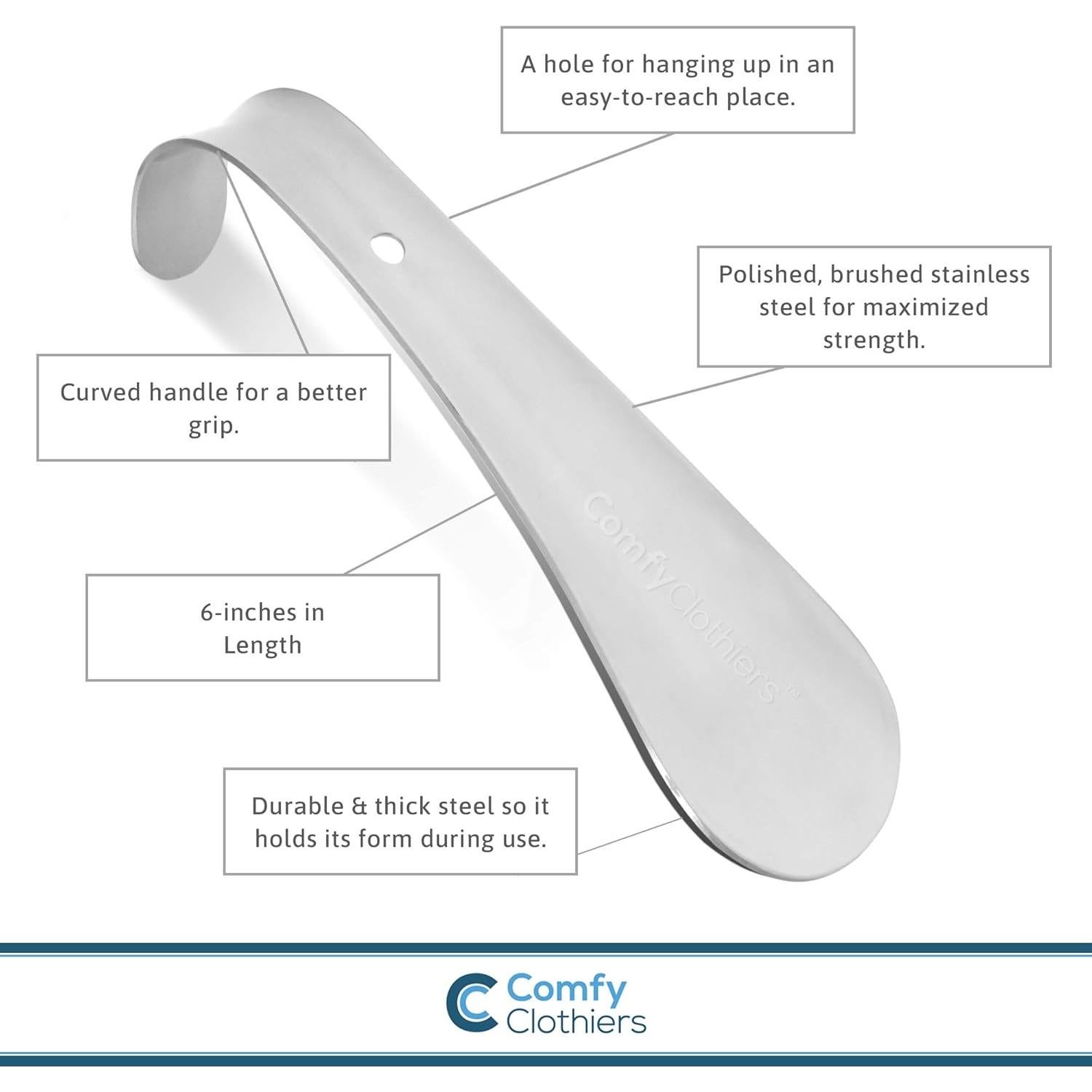 Cuerno de zapato de acero inoxidable Comfy Clothiers 15 cm