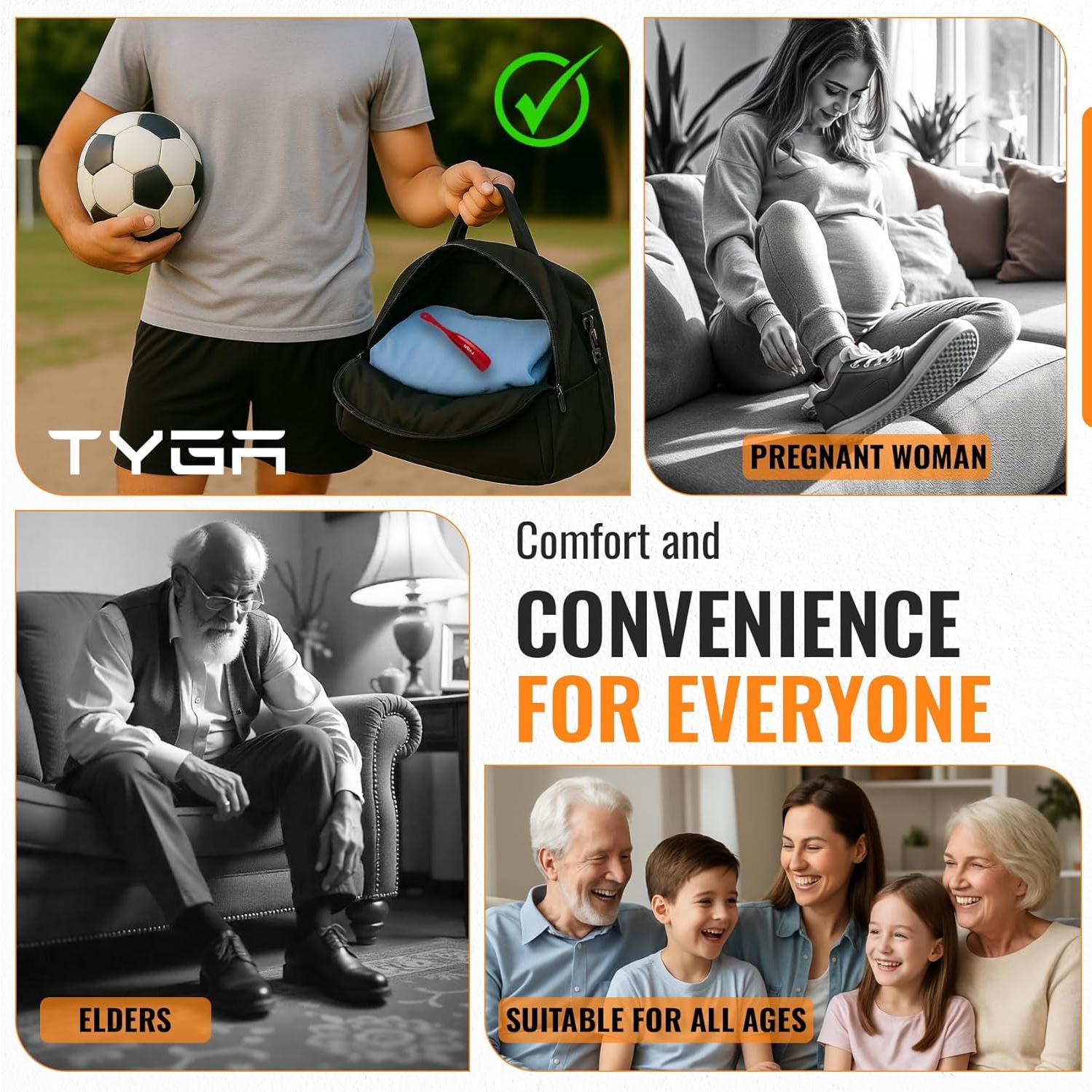 Calzadores TYGA a Prueba de Rotura 19.5cm 2pk Negro Rojo