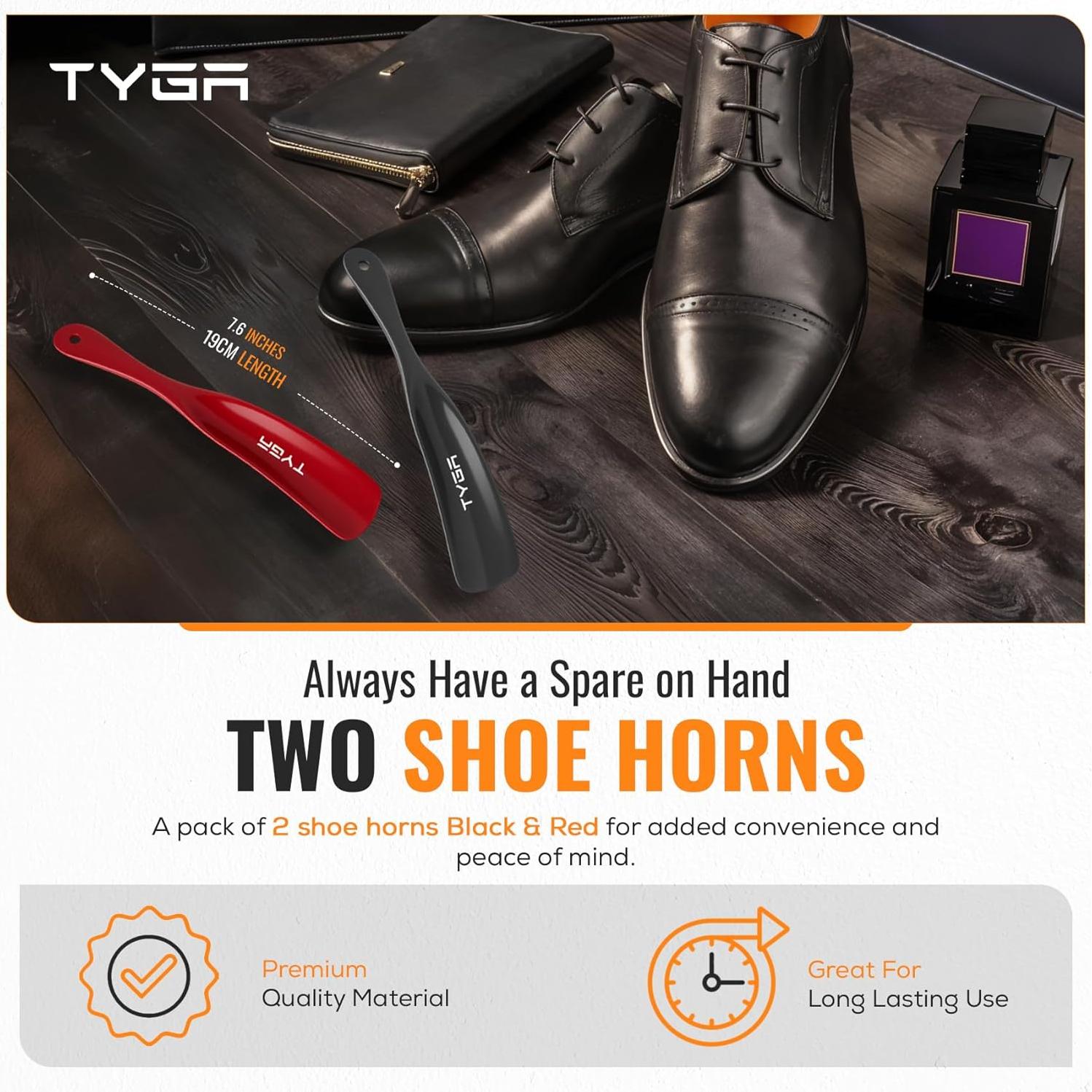 Calzadores TYGA a Prueba de Rotura 19.5cm 2pk Negro Rojo