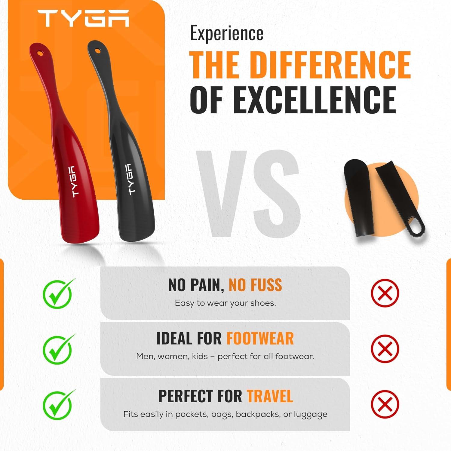 Calzadores TYGA a Prueba de Rotura 19.5cm 2pk Negro Rojo