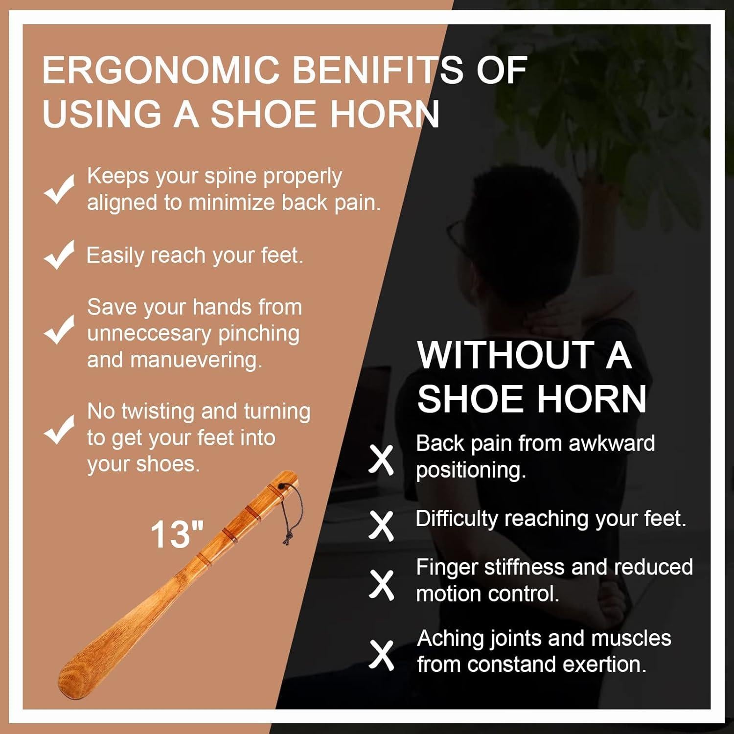 Cuchara de Zapato de Madera 33 cm WLMALL para Adultos y Niños