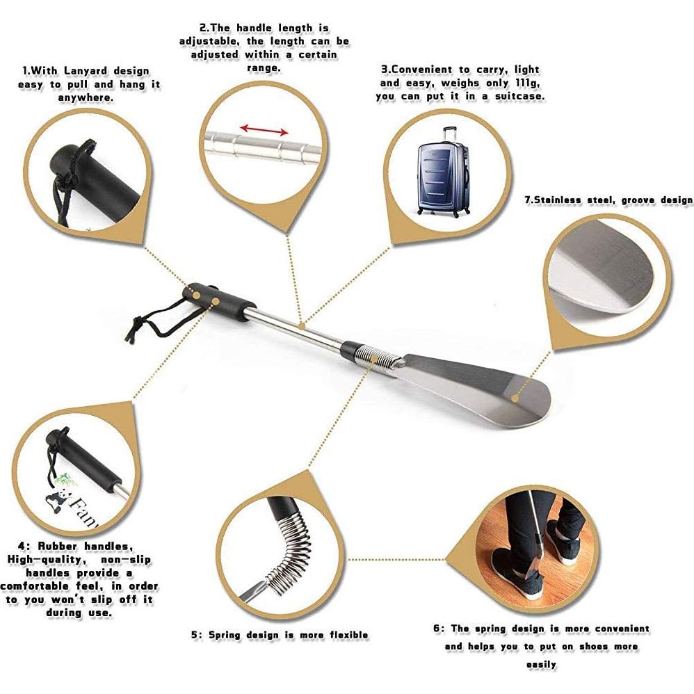 Cuerno de zapato ajustable Fanwer de acero inoxidable 40-79 cm