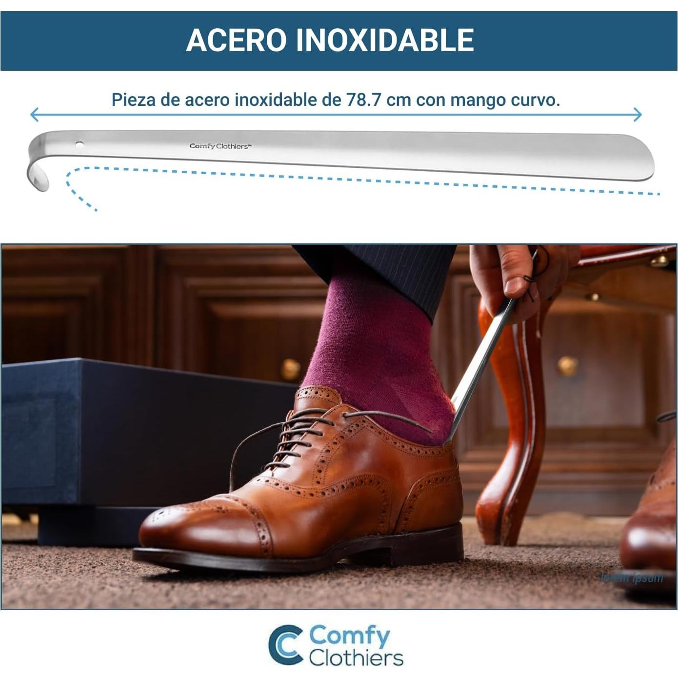 Cuerno de Zapato Metálico Largo 79cm Acero Inoxidable para Ancianos