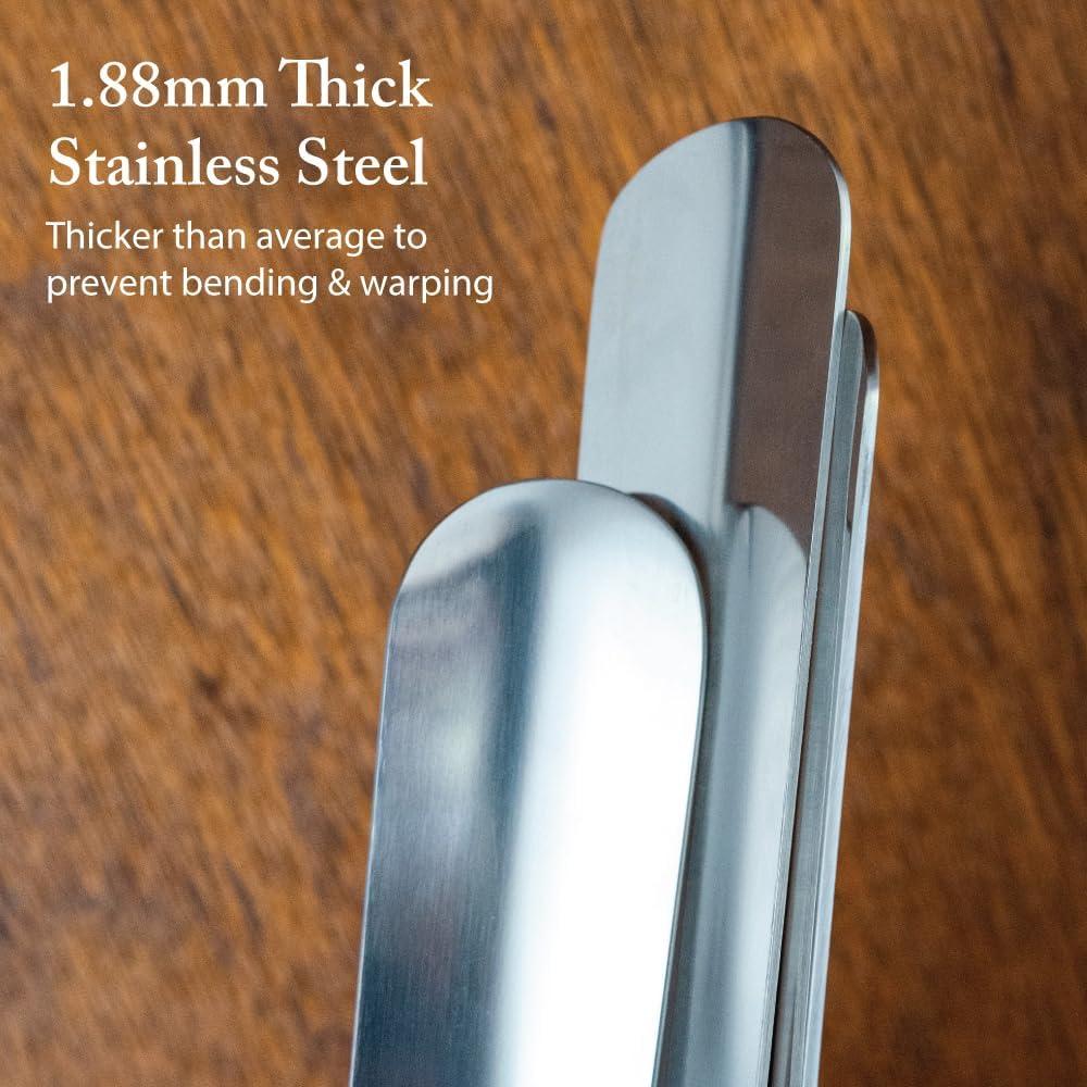 Cuerno de zapato de acero inoxidable FootFitter 16" (40.64cm) con mango de cuero