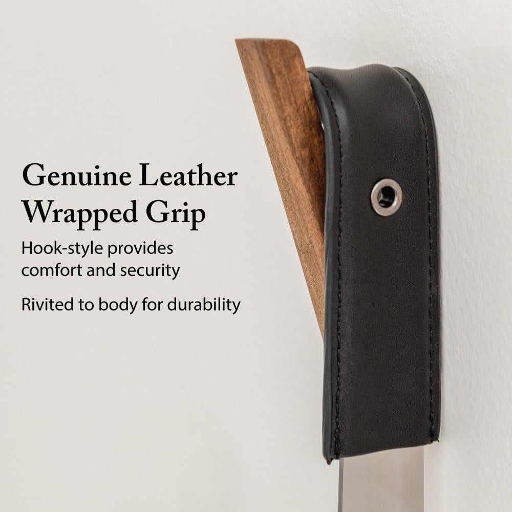 Cuerno de zapato de acero inoxidable FootFitter 16" (40.64cm) con mango de cuero