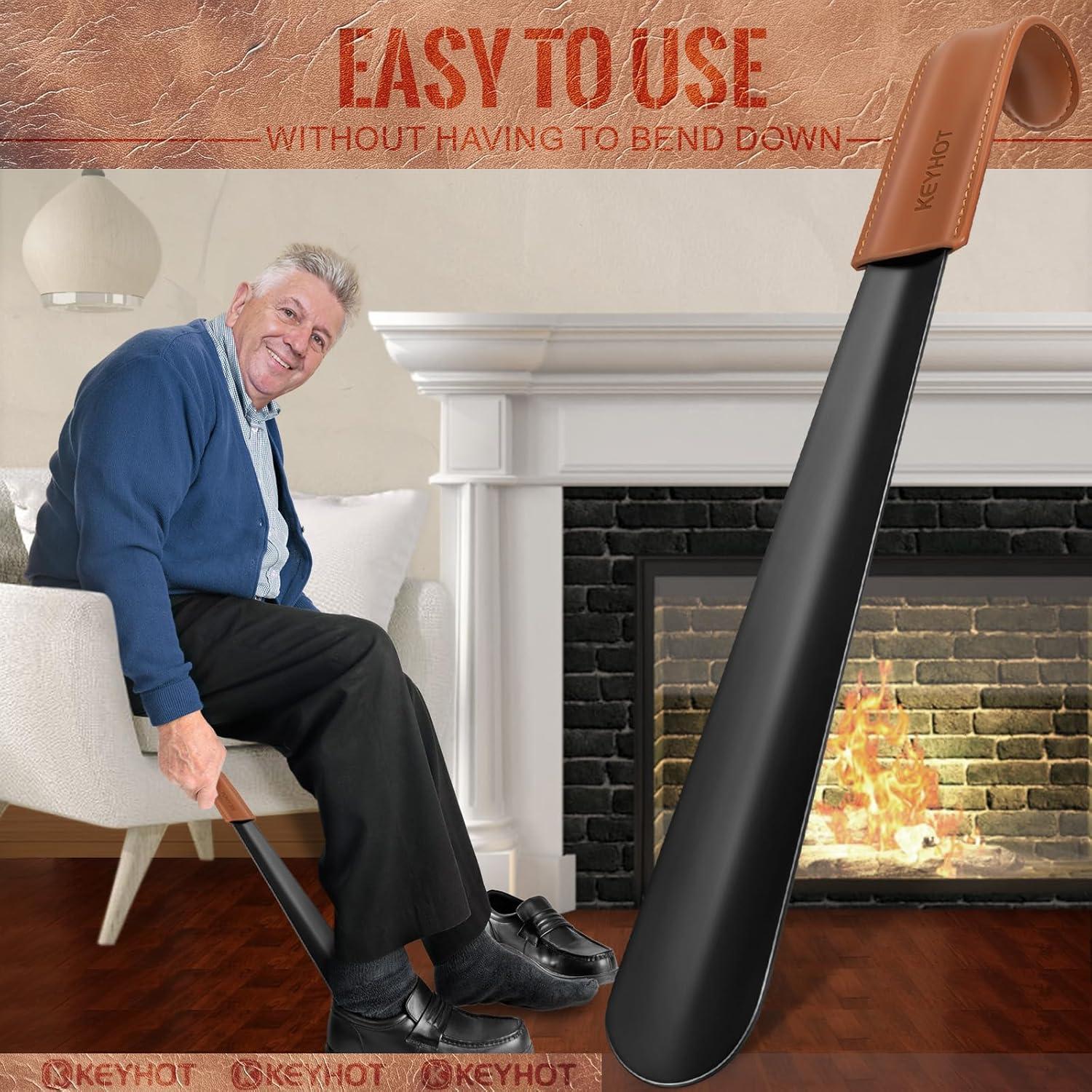 Cuerno de zapato largo KEYHOT de metal 41.91 cm para ancianos