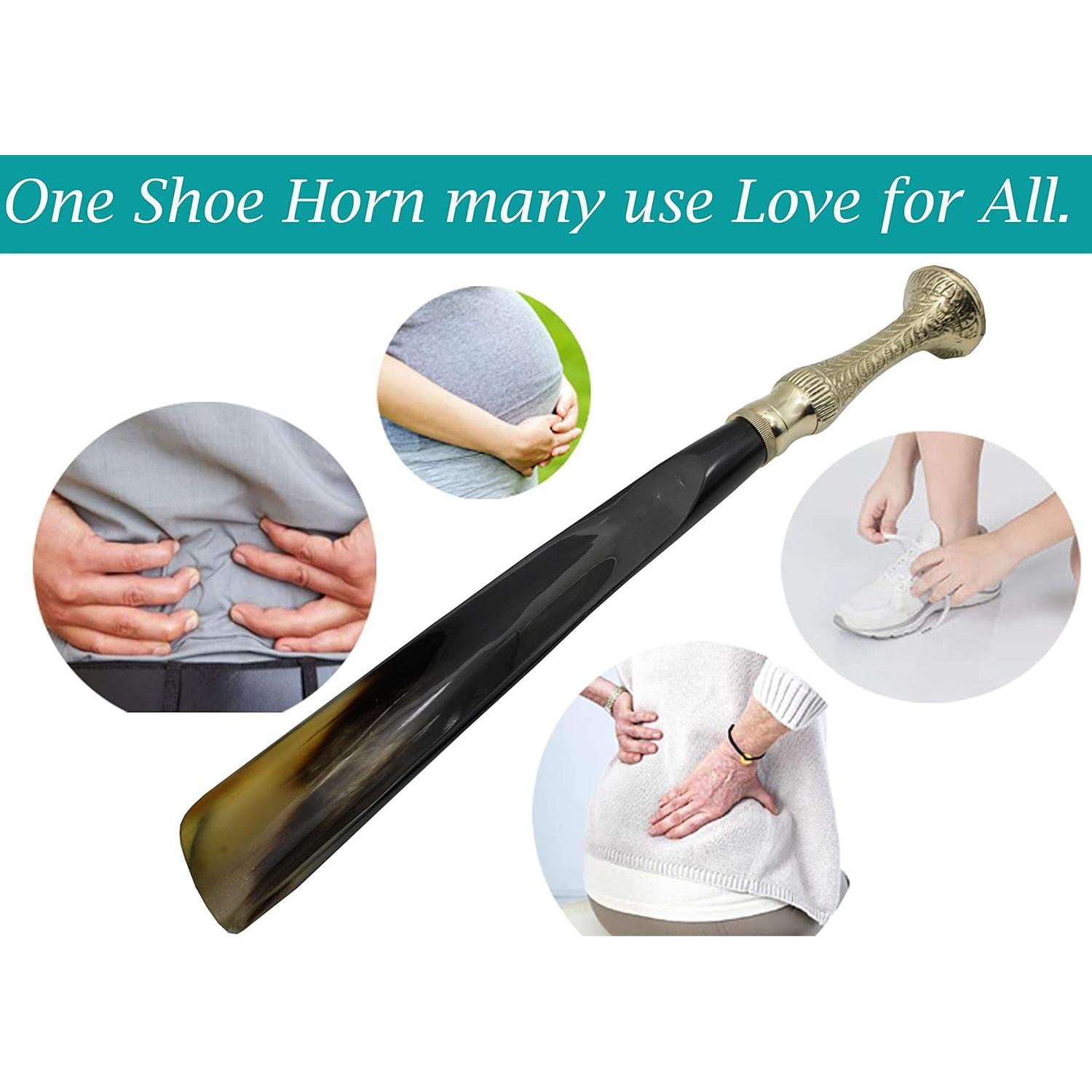 Cuerno de zapato de cuerno real 40.64 cm con mango de latón