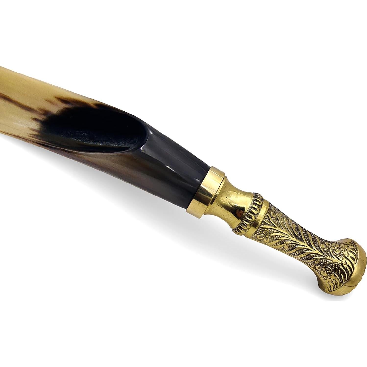 Cuerno de zapato de cuerno real 40.64 cm con mango de latón