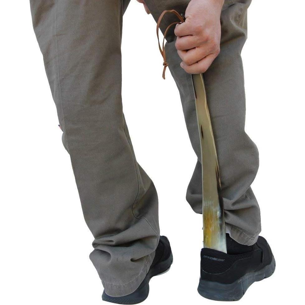 Cuerno de zapato de cuerno real 40.64 cm con mango de latón