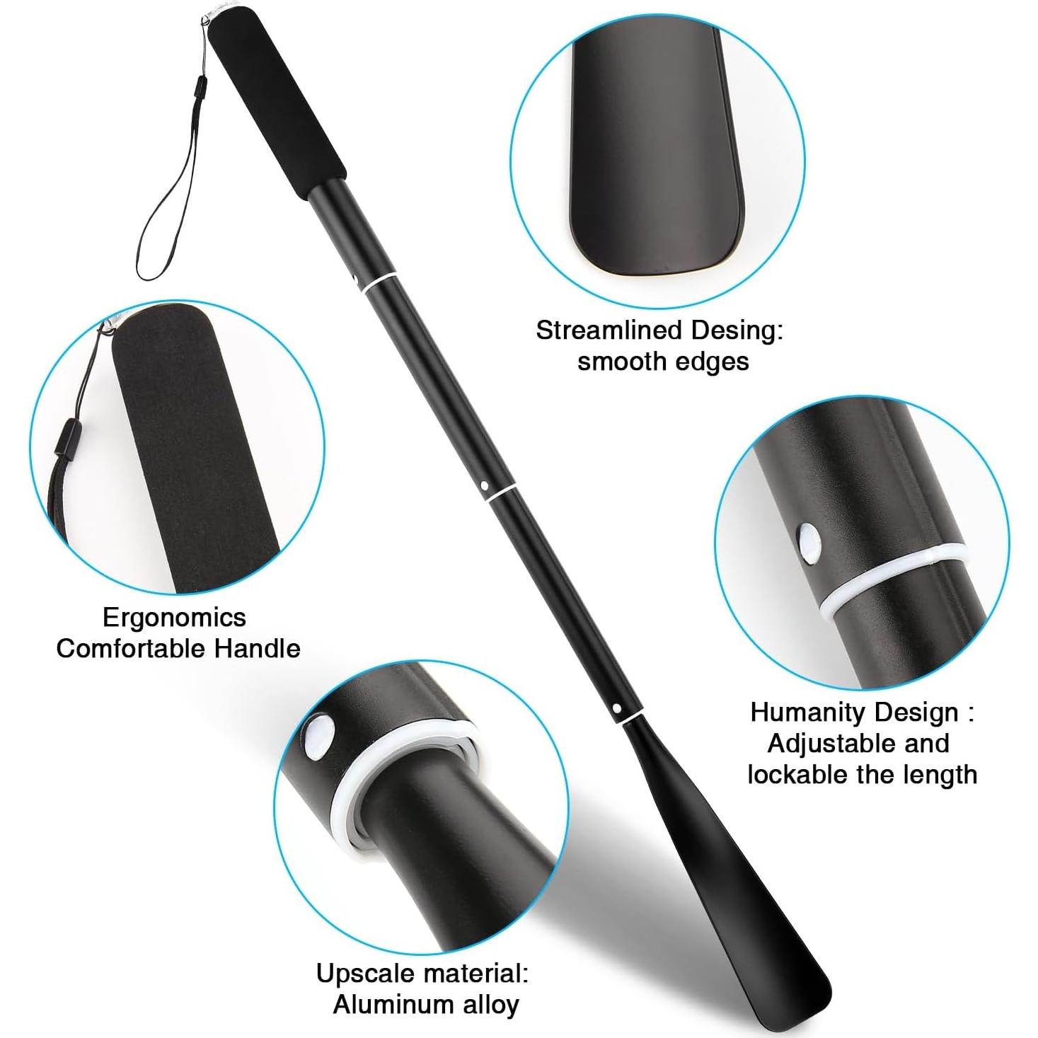 Cuerno de zapato retráctil de aluminio con mango largo 93.98 cm