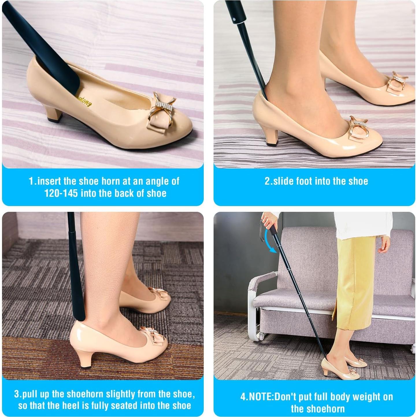 Cuerno de zapato retráctil de aluminio con mango largo 93.98 cm