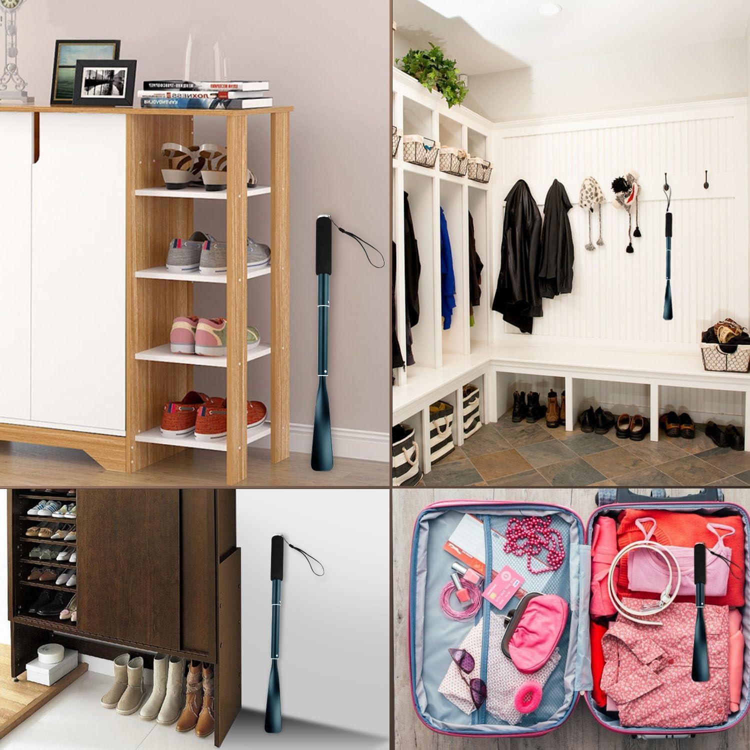 Cuerno de zapato retráctil de aluminio con mango largo 93.98 cm