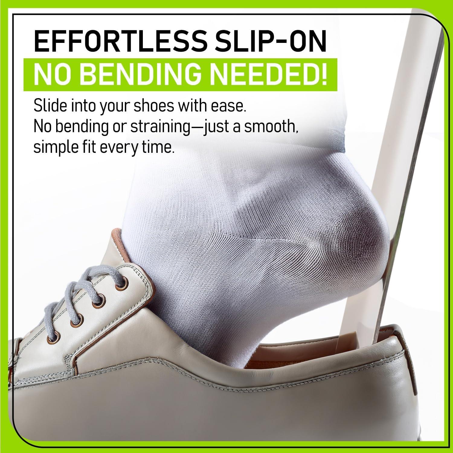 Cuchara de zapatos larga de metal con mango de cuero 41.91 cm