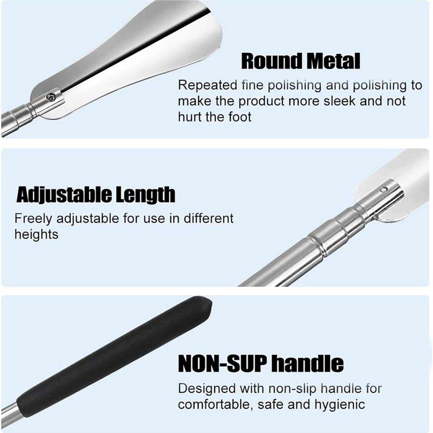 Cuchara para zapatos ajustable Fanwer de acero inoxidable 31-65 cm