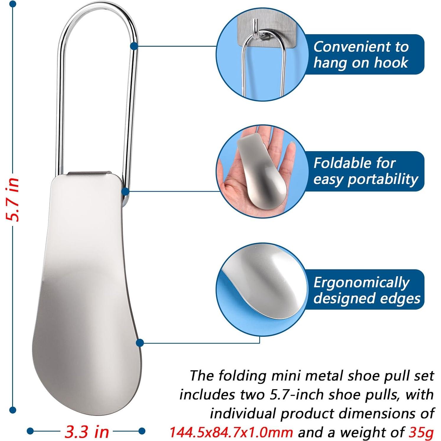 Tiradores de Zapatos de Metal Plegables 14.5 cm - EYIWEITING - Paquete de 2