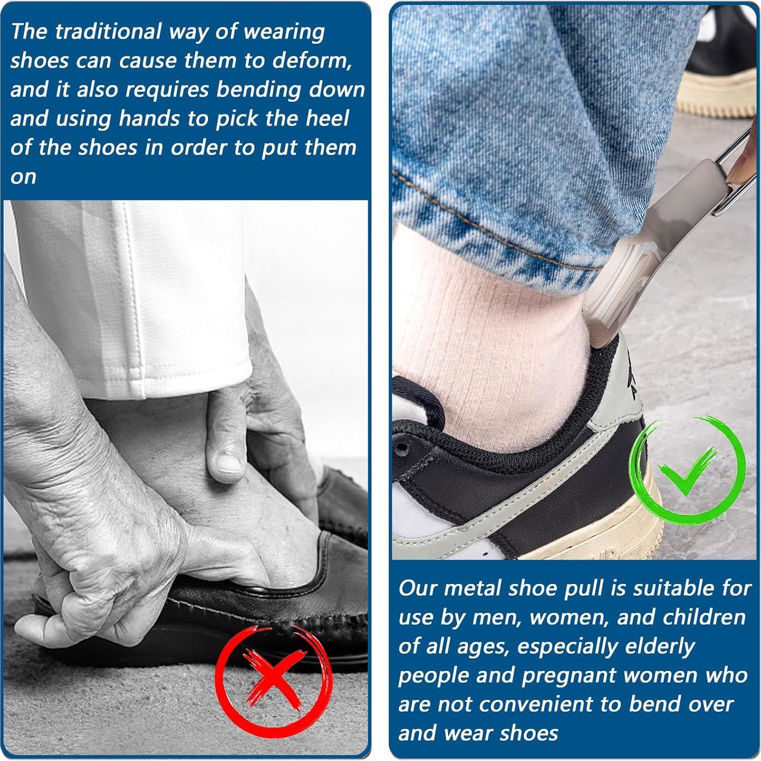 Tiradores de Zapatos de Metal Plegables 14.5 cm - EYIWEITING - Paquete de 2