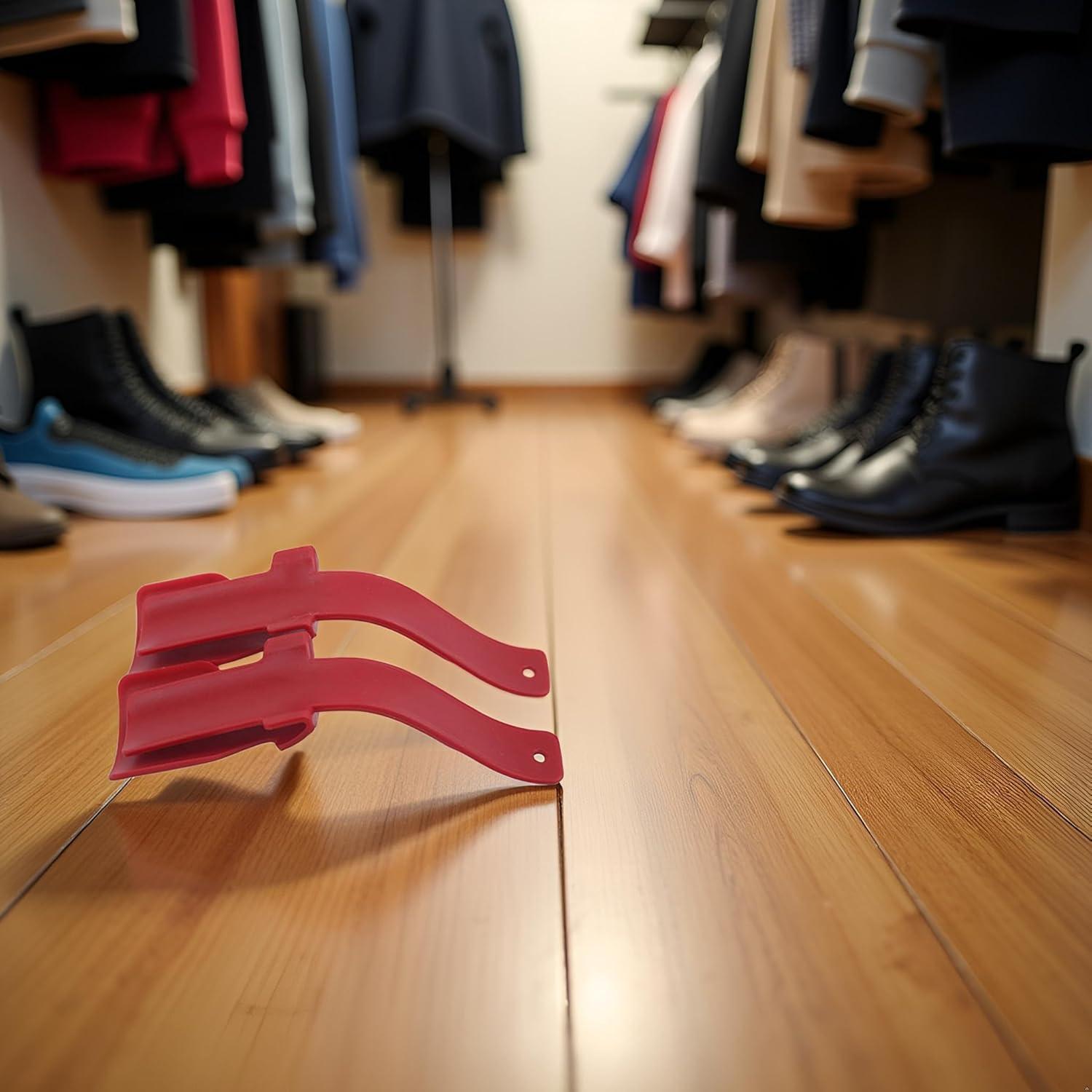 Ayudante de Zapatos Rojo Portátil para Ancianos y Discapacitados