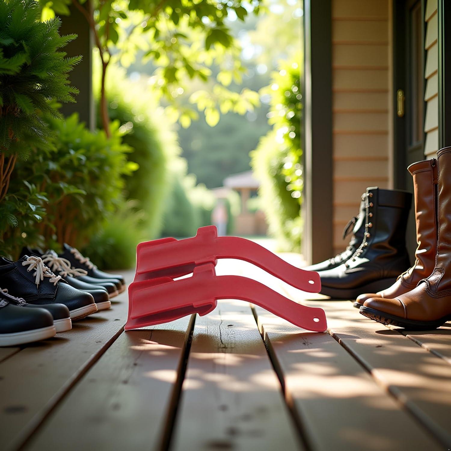 Ayudante de Zapatos Rojo Portátil para Ancianos y Discapacitados