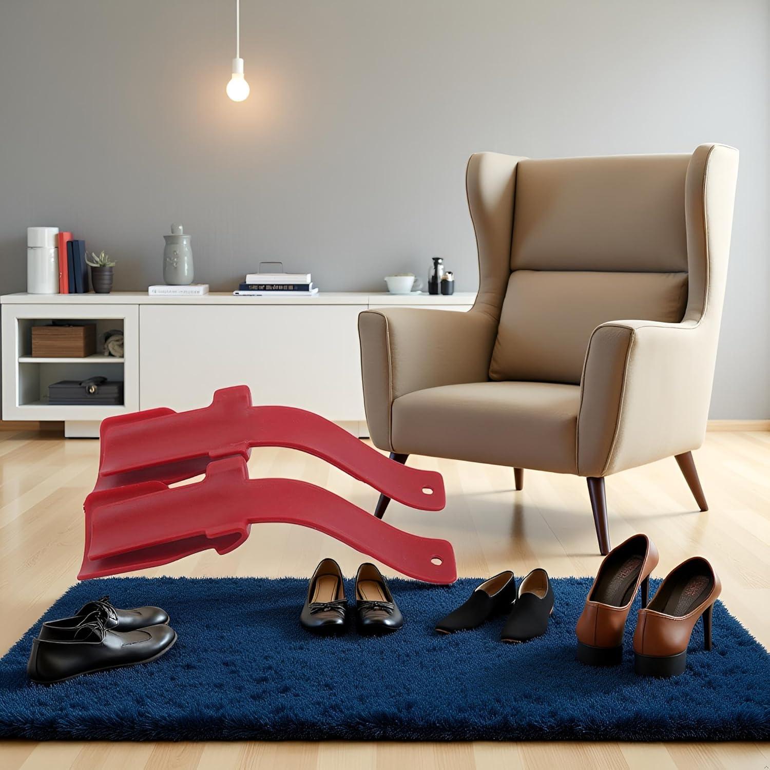 Ayudante de Zapatos Rojo Portátil para Ancianos y Discapacitados