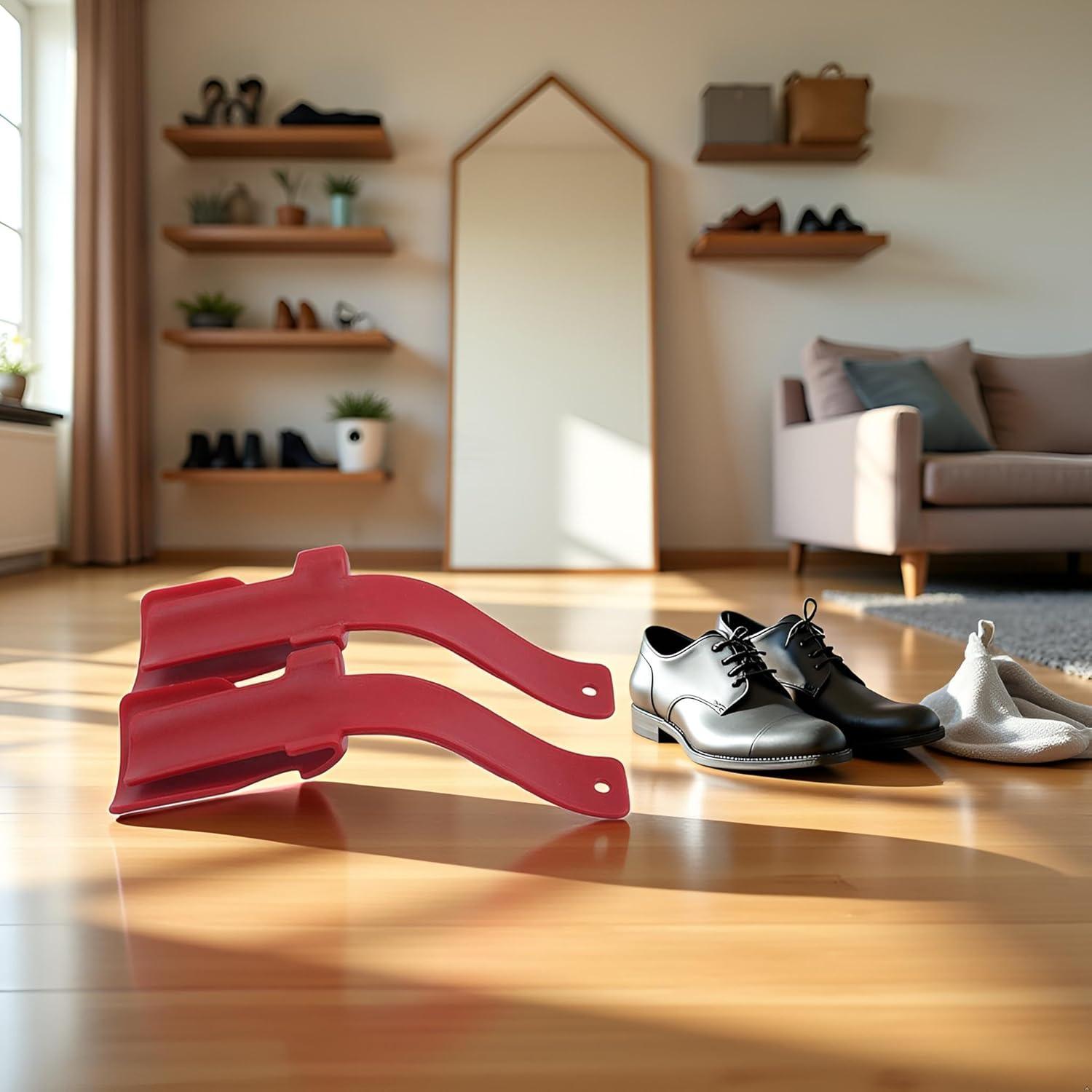 Ayudante de Zapatos Rojo Portátil para Ancianos y Discapacitados