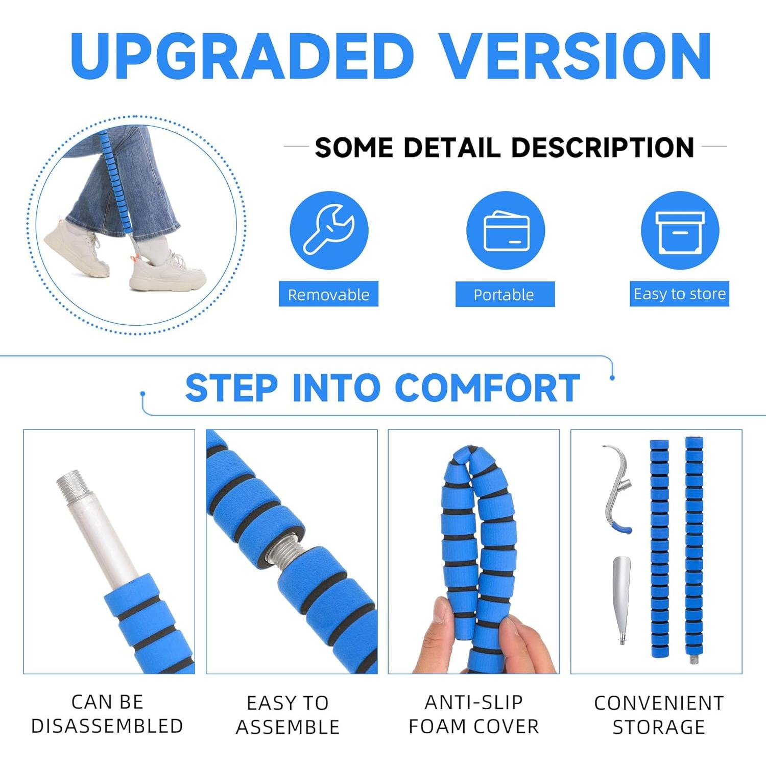 Calzador Largo de Acero Inoxidable Fanwer 45-76 cm para Personas Mayores