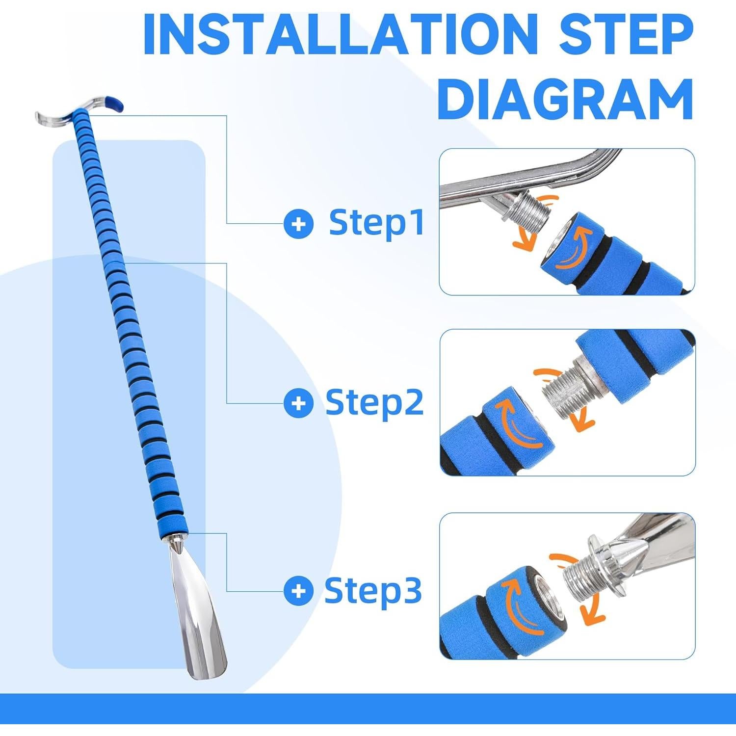 Calzador Largo de Acero Inoxidable Fanwer 45-76 cm para Personas Mayores