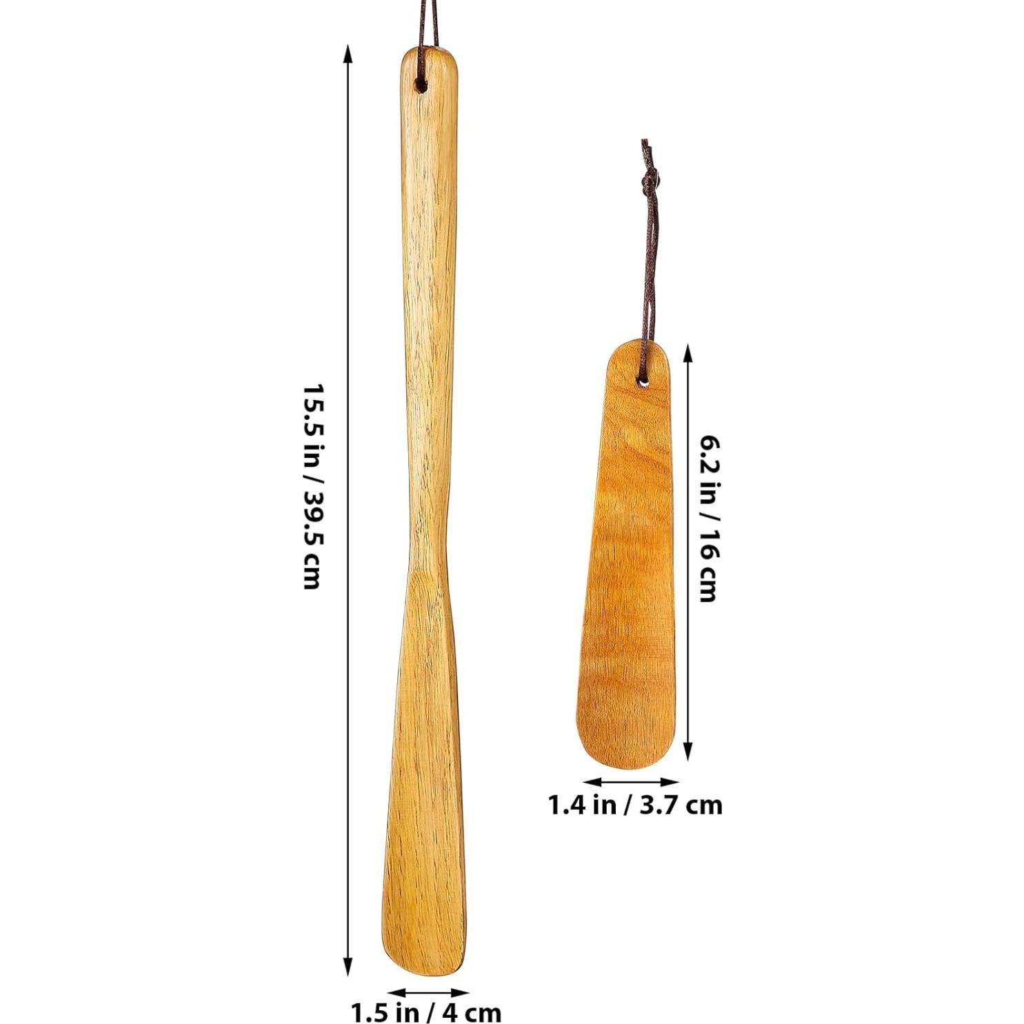 Calzadores de Madera GLEAVI - Juego 2 Piezas Largo 40cm y Corto 16cm