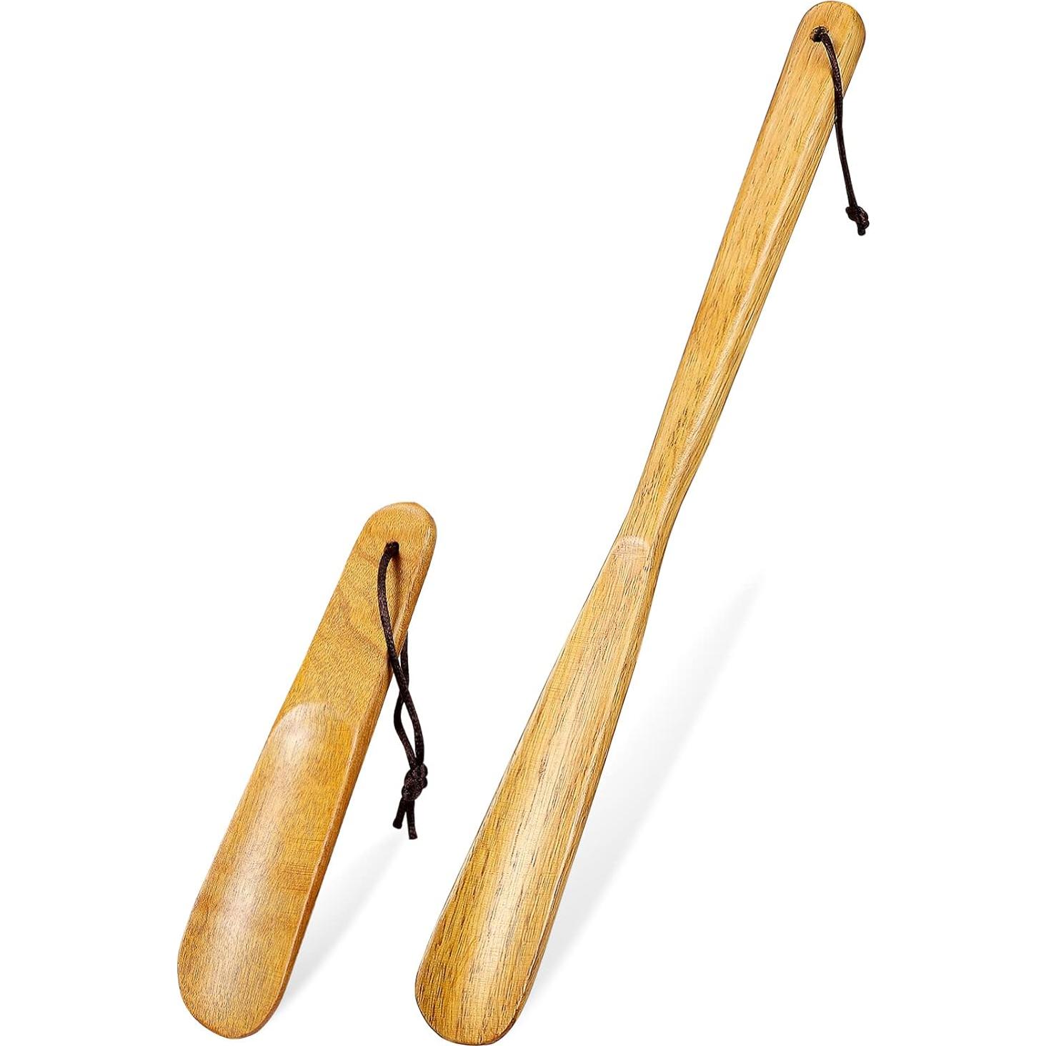 Calzadores de Madera GLEAVI - Juego 2 Piezas Largo 40cm y Corto 16cm