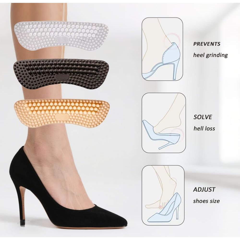 6 Pares de Agarraderas de Silicona JUZI para Talones - Gel Antideslizante