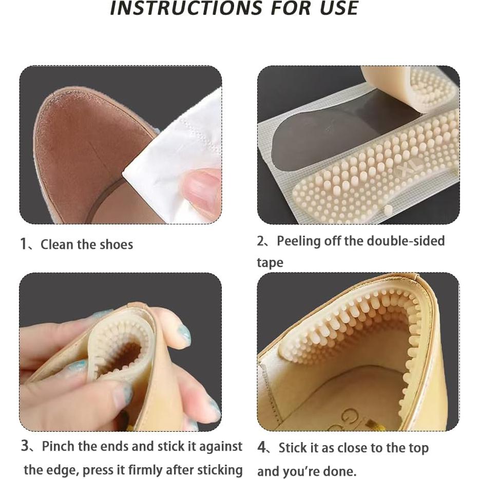 6 Pares de Agarraderas de Silicona JUZI para Talones - Gel Antideslizante