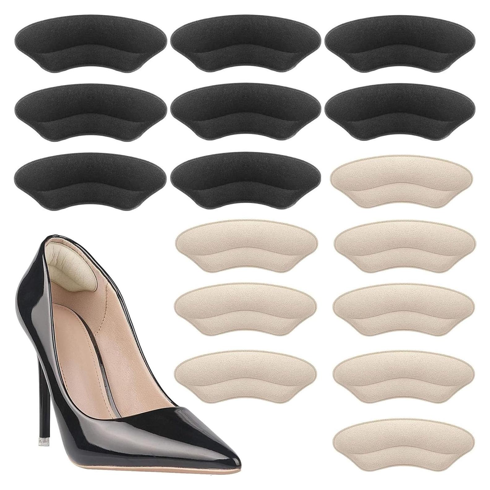 8 Pares de Almohadillas de Talón DOMEJO - Ajuste Universal Beige/Negro