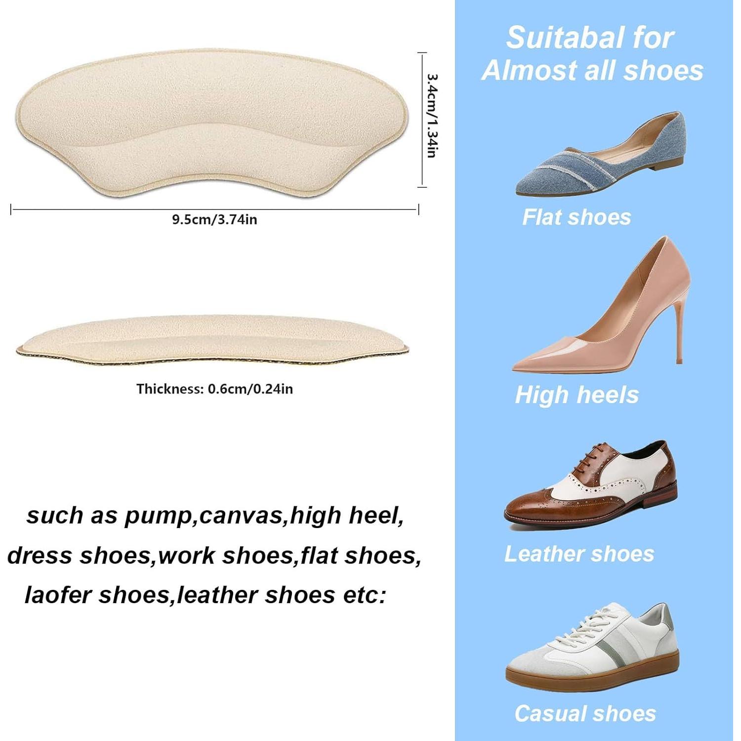 8 Pares de Almohadillas de Talón DOMEJO - Ajuste Universal Beige/Negro