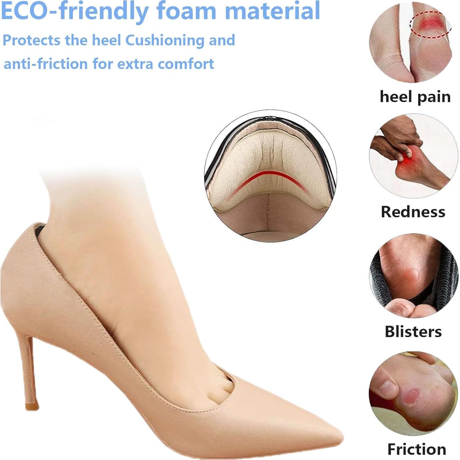 8 Pares de Almohadillas de Talón DOMEJO - Ajuste Universal Beige/Negro