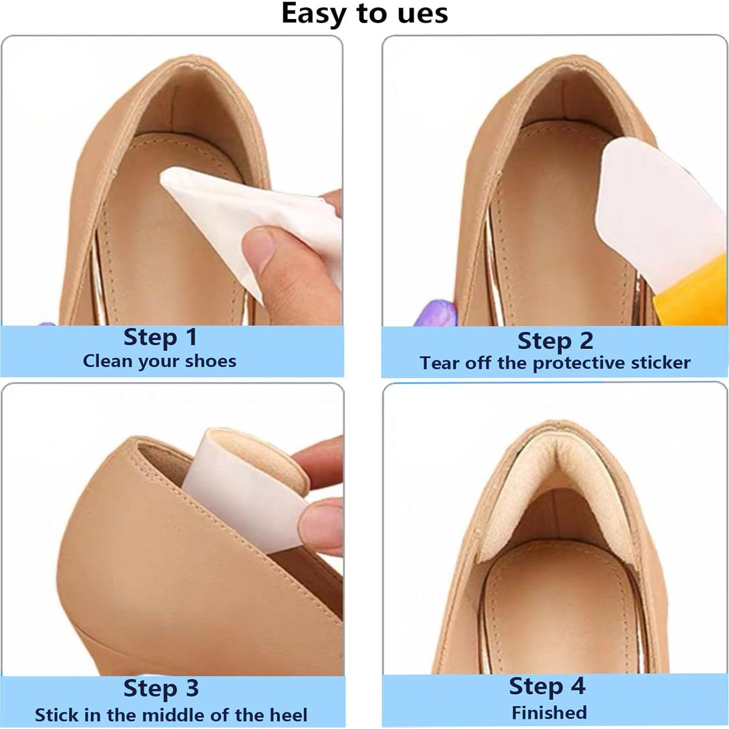 8 Pares de Almohadillas de Talón DOMEJO - Ajuste Universal Beige/Negro