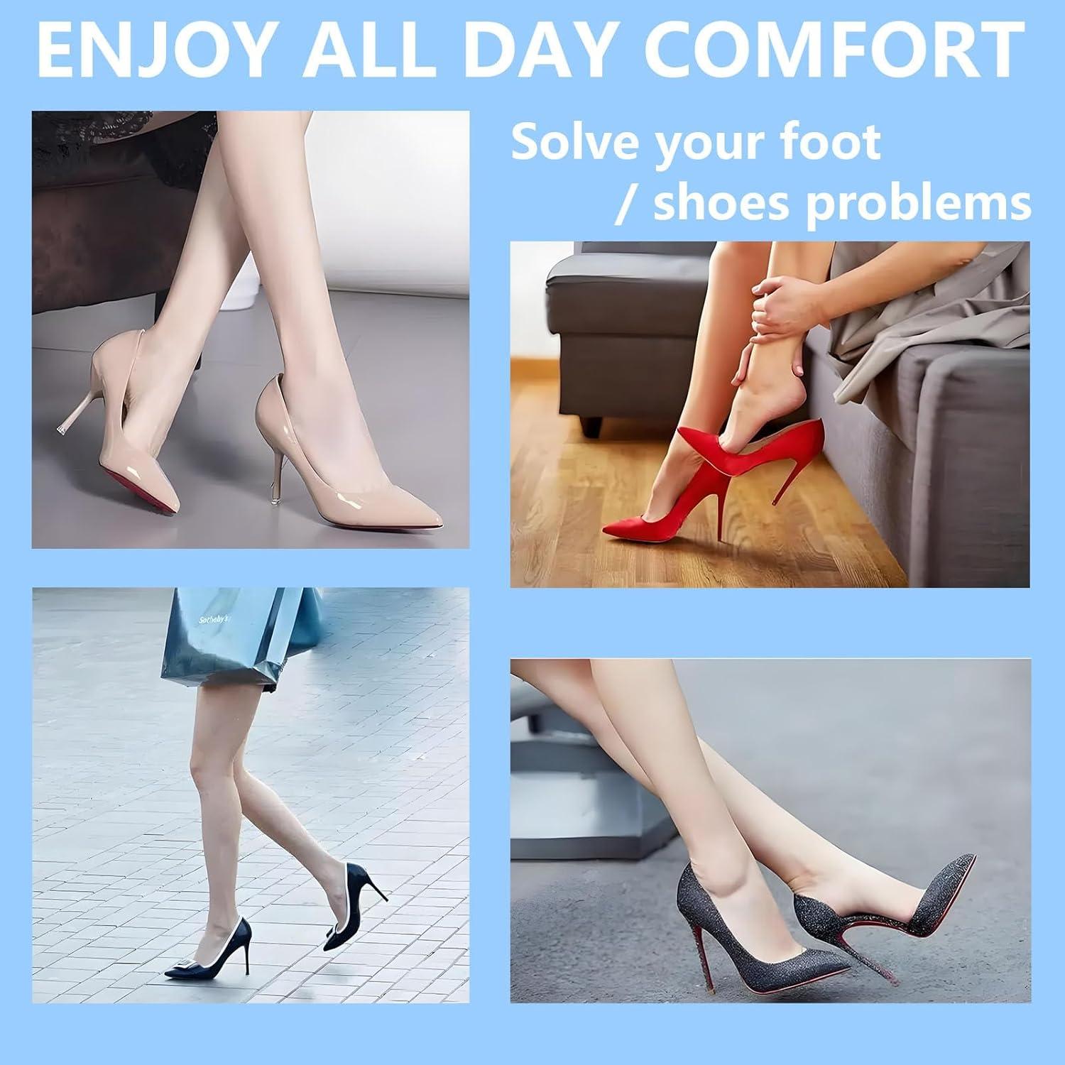 8 Pares de Almohadillas de Talón DOMEJO - Ajuste Universal Beige/Negro