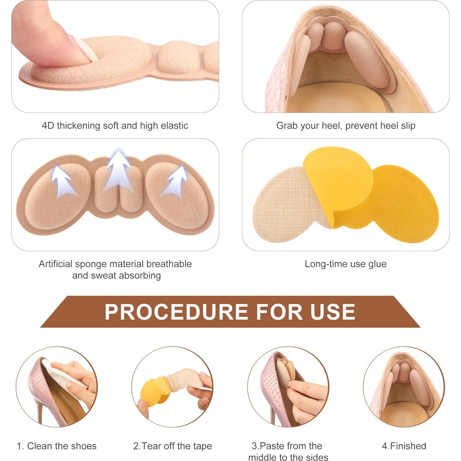 Almohadillas de Talón MATIE FIX para Zapatos Grandes - 4 Pares