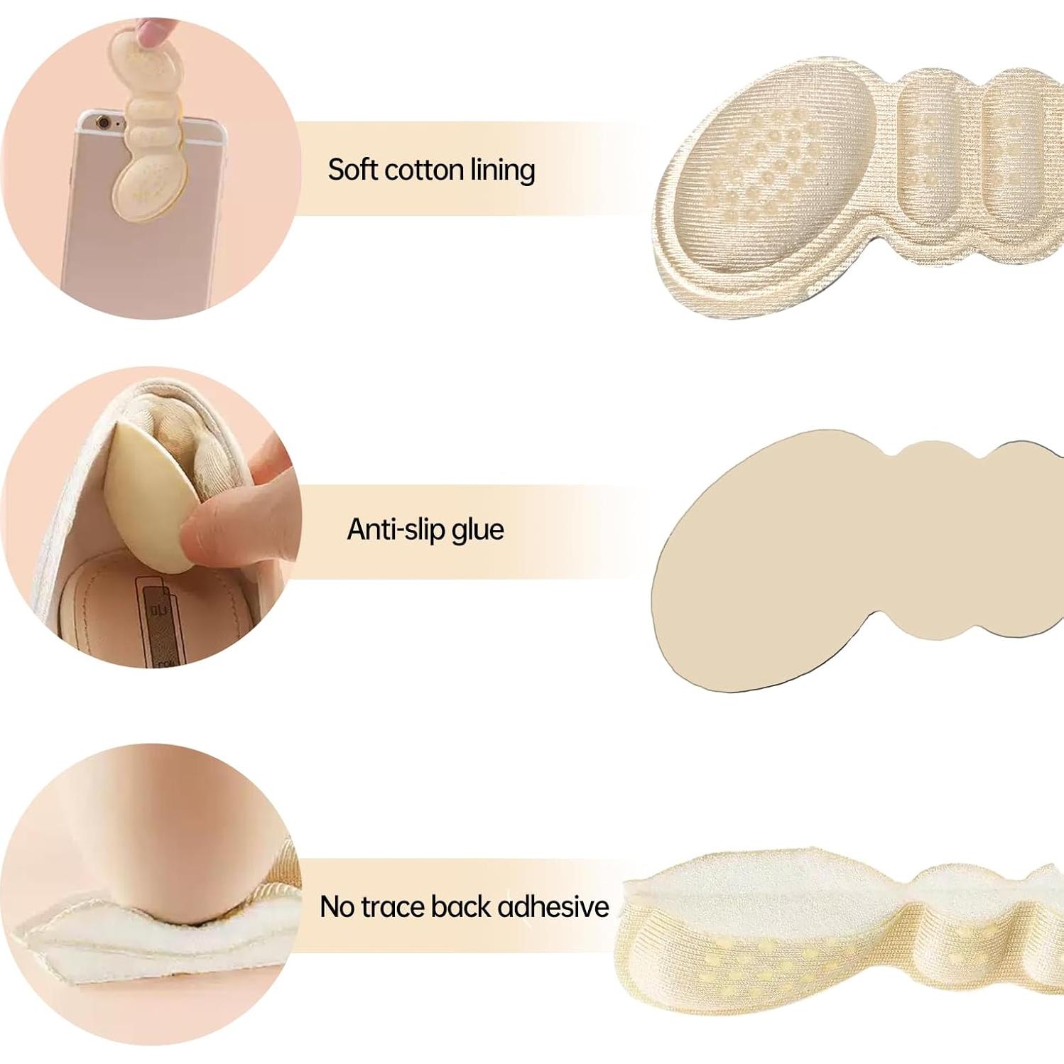 Almohadillas antideslizantes para talones Hganxiu - 6 pares