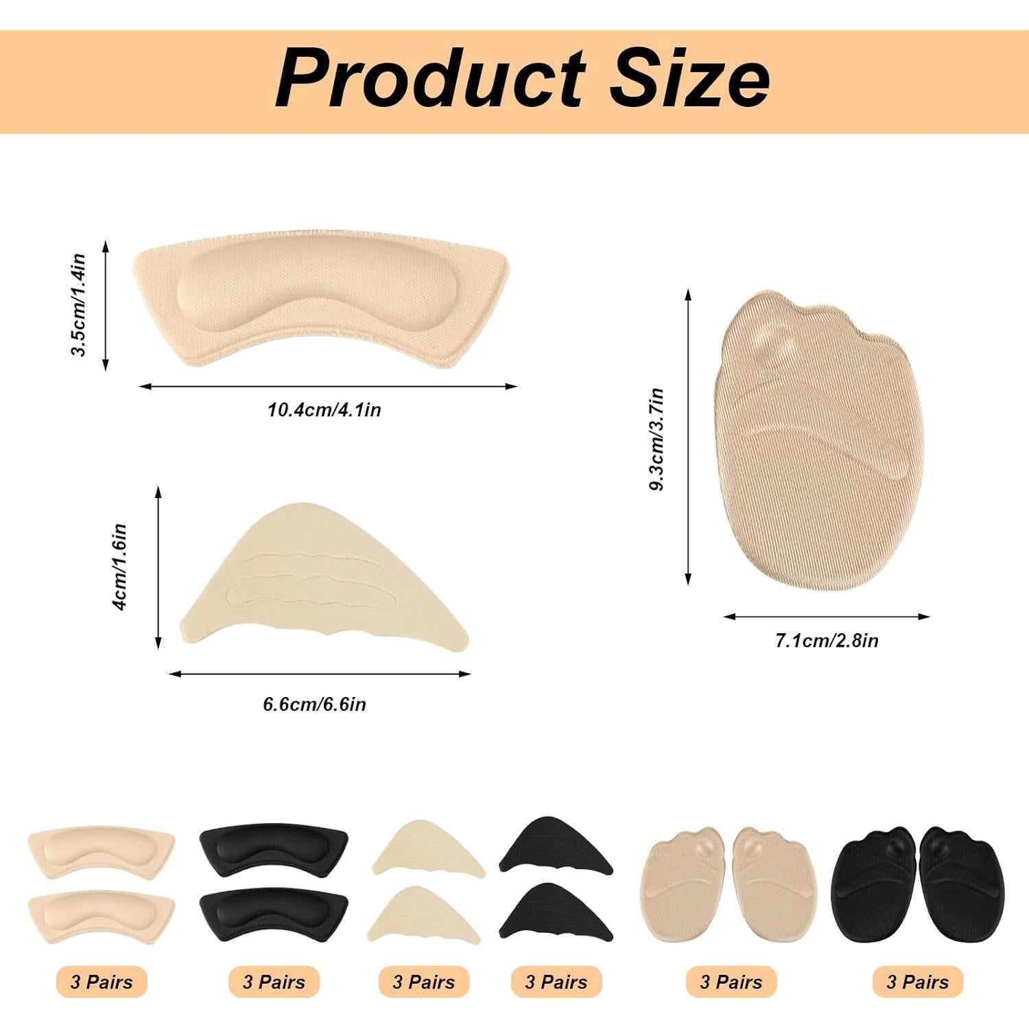 18 Pares Almohadillas Talones y Dedos Mujeres QBXMY7