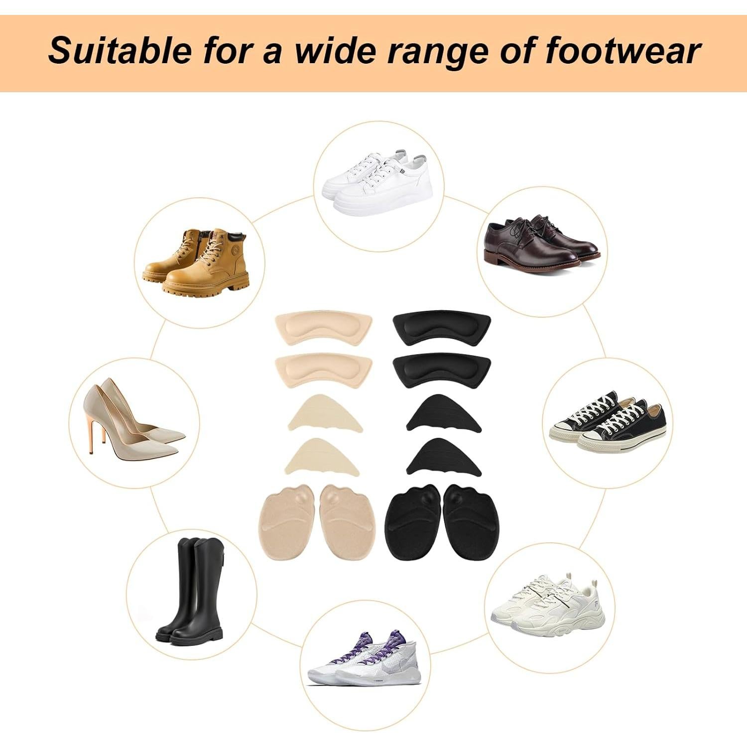 18 Pares Almohadillas Talones y Dedos Mujeres QBXMY7