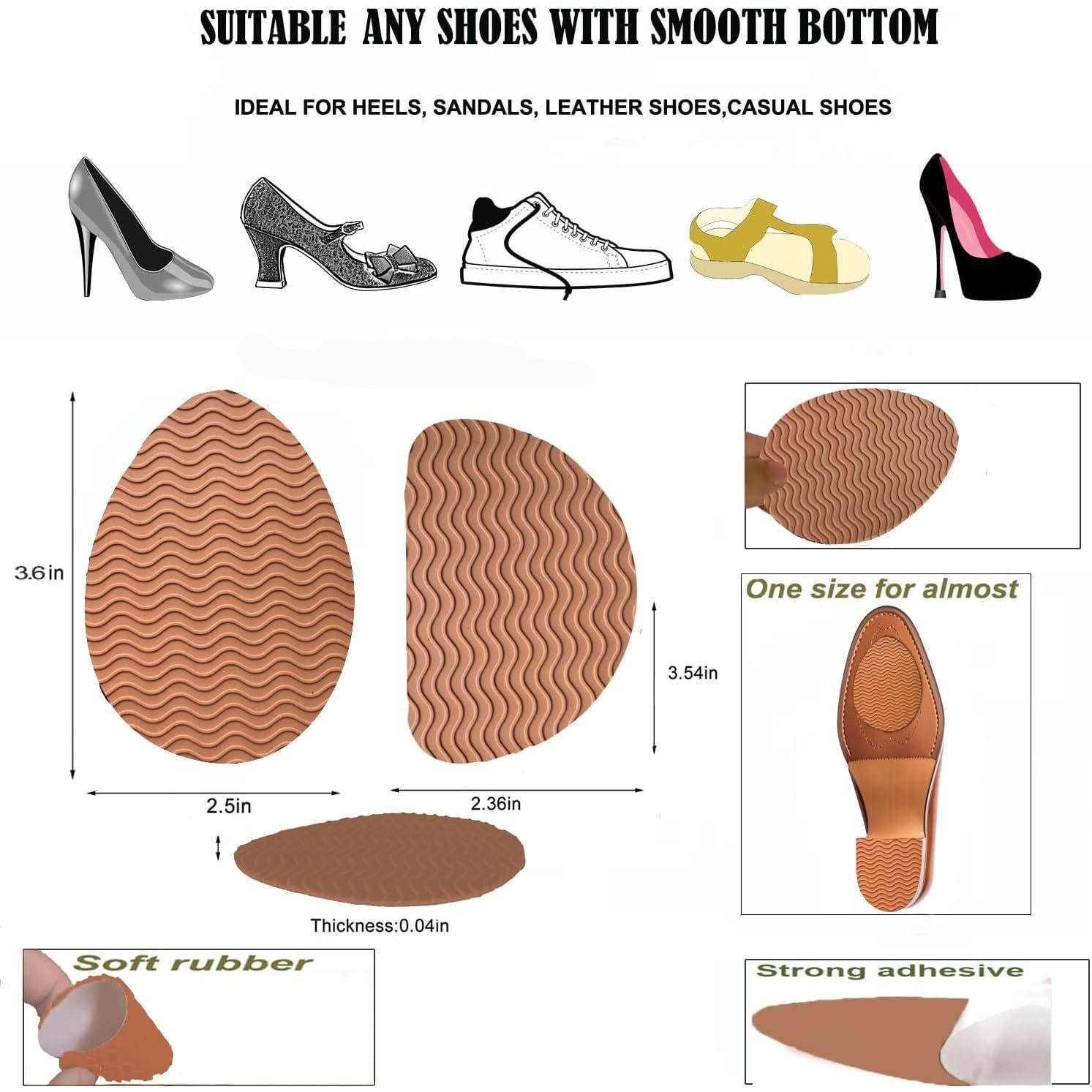 Almohadillas Antideslizantes ZBLGO para Zapatos - 6 Pares