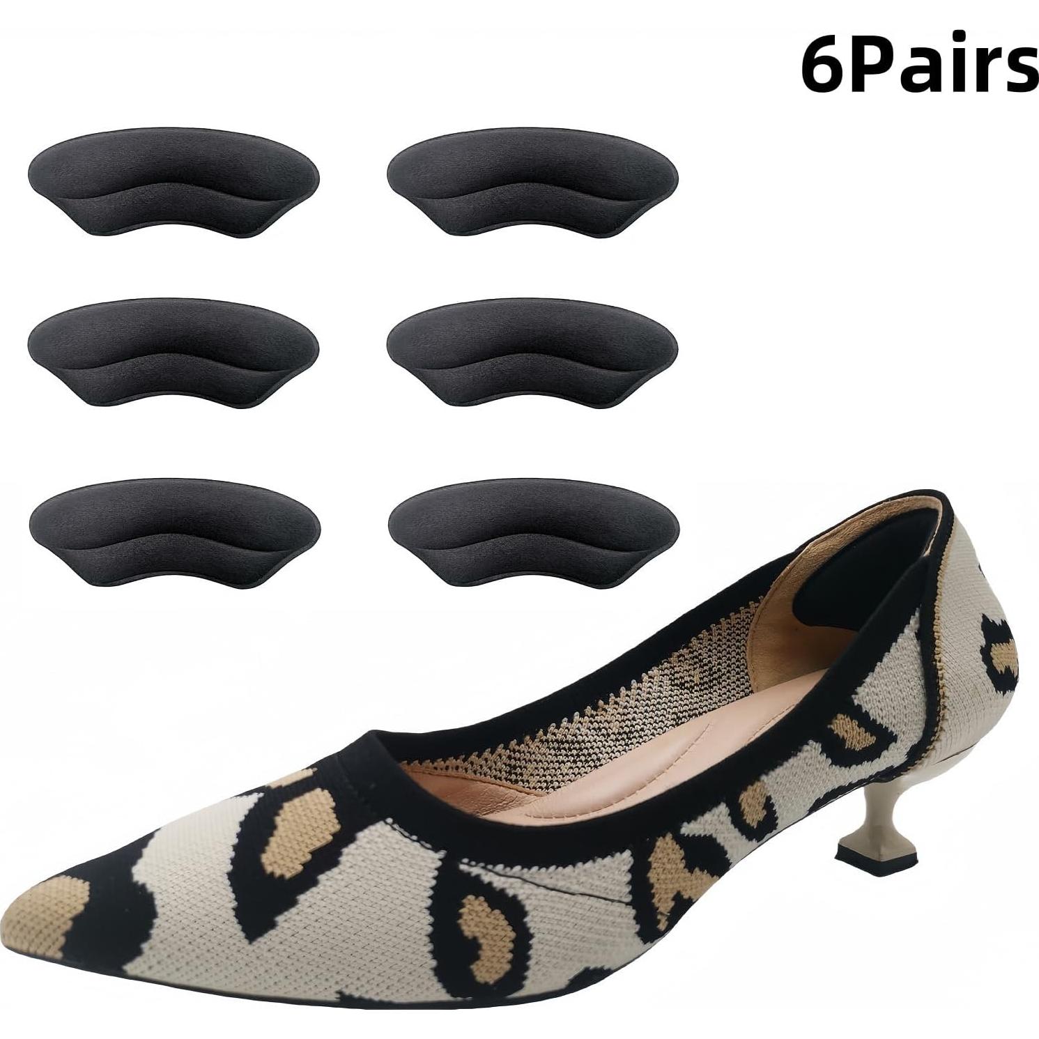 Almohadillas de Talón DLOSN - 6 Pares Negros para Zapatos