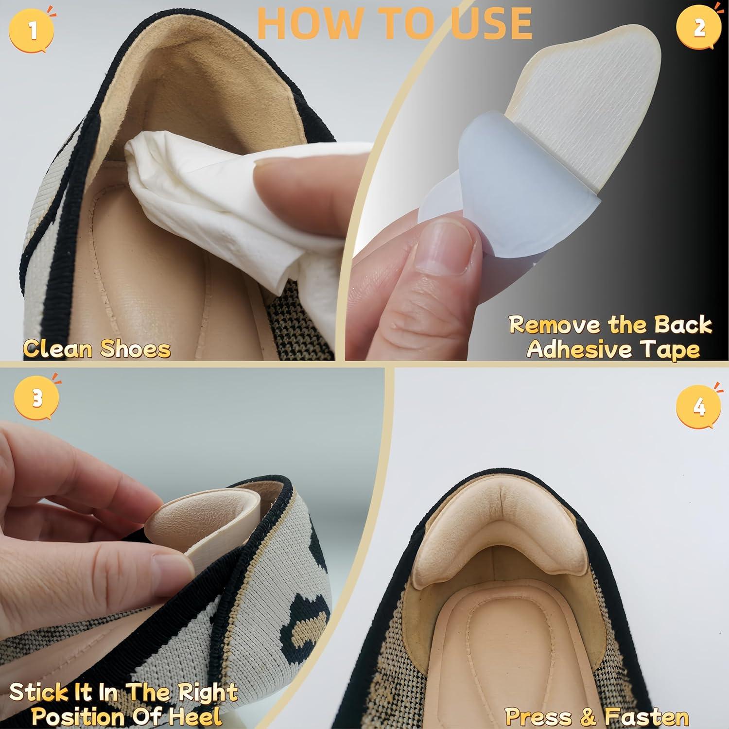 Almohadillas de Talón DLOSN - 6 Pares Negros para Zapatos