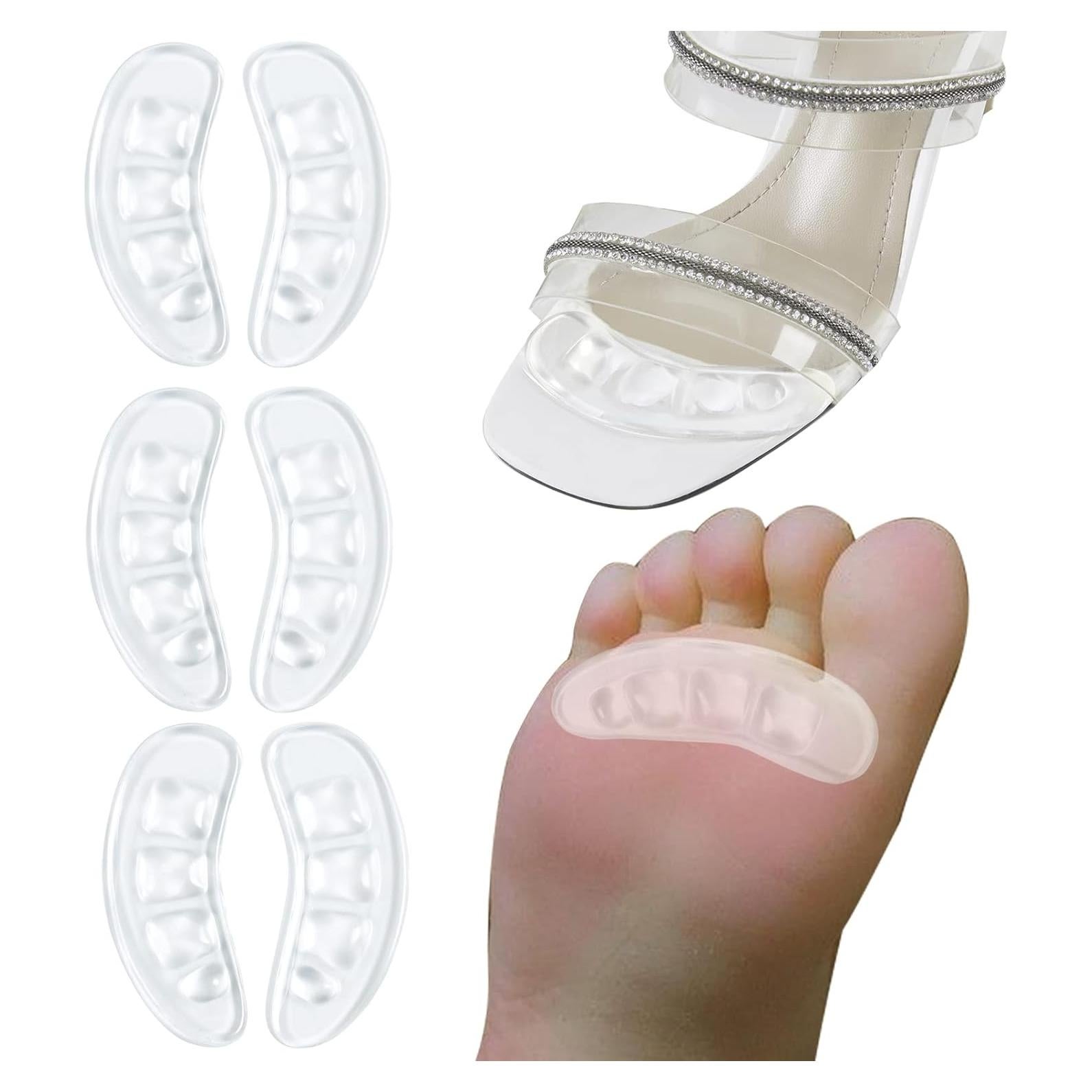 Almohadillas Metatarsales GQTJP para Tacones - 3 Pares Transparentes