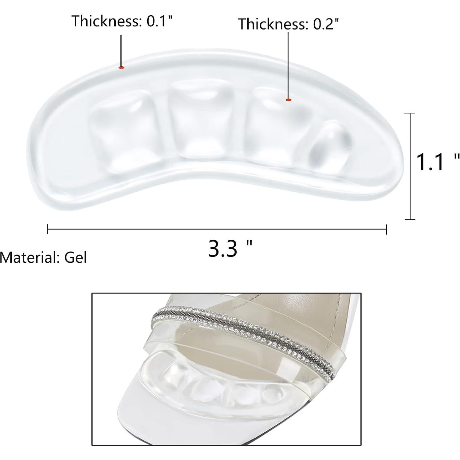 Almohadillas Metatarsales GQTJP para Tacones - 3 Pares Transparentes