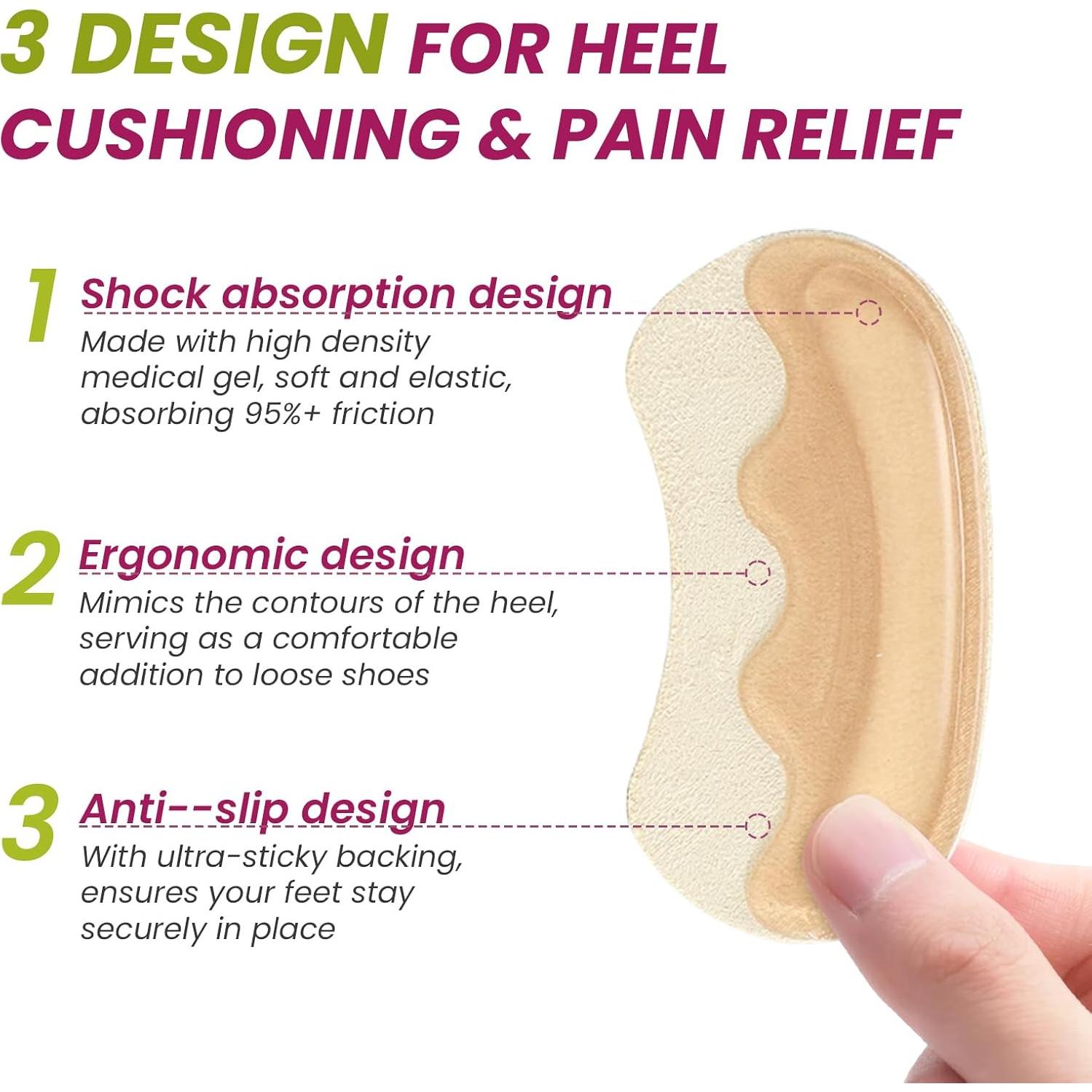 Almohadillas de talón autoadhesivas Bukihome - 6 pares Beige