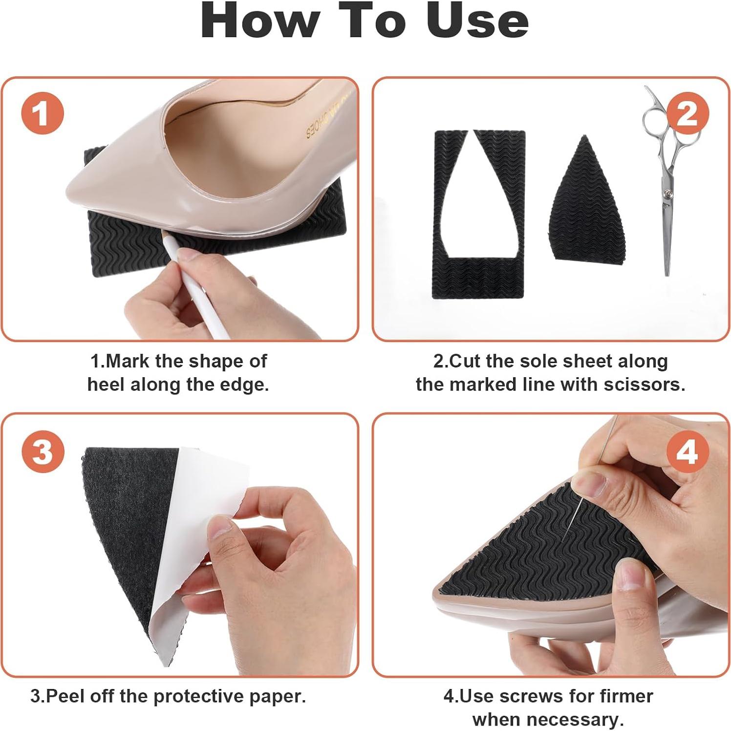 Kit de Reparación de Tacones de Zapatos Qianyu 4 Pcs Antideslizante