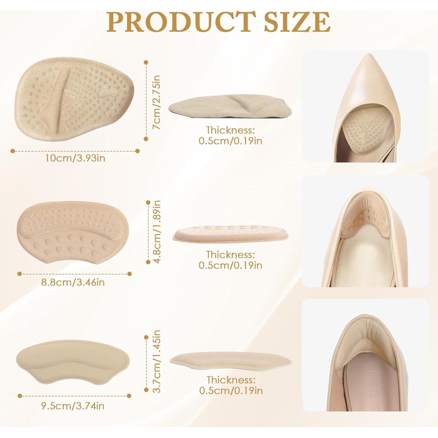 Almohadillas para Talones y Metatarsales Cverny - 4 Pairs Beige/Negro